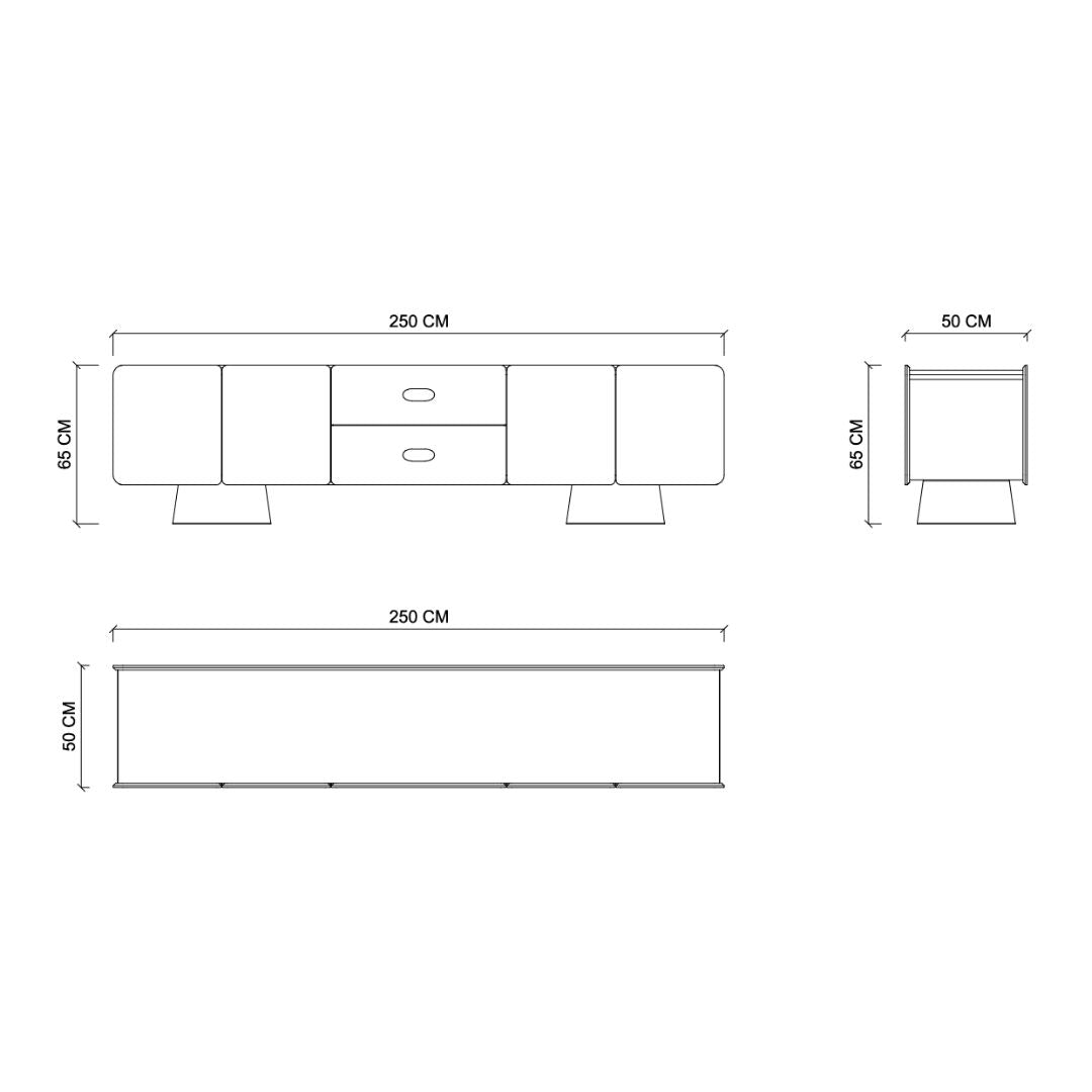 Pre-order 90 Days Delivery MOLDA  Lower Block 250 cm T.V Unit