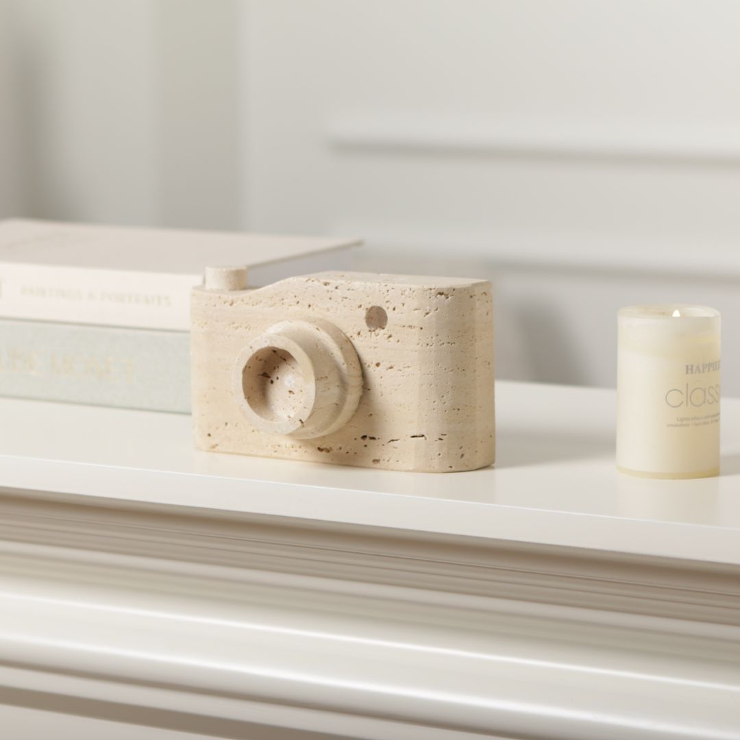 Pre-order 15 Days Delivery Marble Camera Sculpture KA5092A -  Home Decor Figurines - ebarza Furniture UAE | Shop Modern Furniture in Abu Dhabi & Dubai - مفروشات ايبازرا في الامارات | تسوق اثاث عصري وديكورات مميزة في دبي وابوظبي