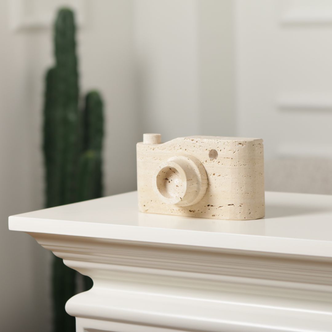 Pre-order 15 Days Delivery Marble Camera Sculpture KA5092A -  Home Decor Figurines - ebarza Furniture UAE | Shop Modern Furniture in Abu Dhabi & Dubai - مفروشات ايبازرا في الامارات | تسوق اثاث عصري وديكورات مميزة في دبي وابوظبي