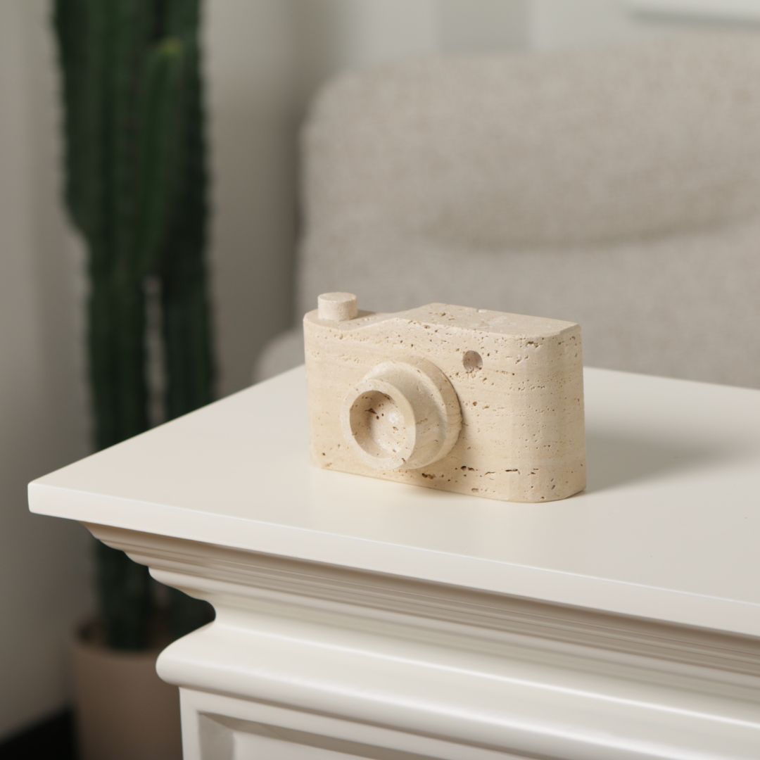 Pre-order 15 Days Delivery Marble Camera Sculpture KA5092A -  Home Decor Figurines - ebarza Furniture UAE | Shop Modern Furniture in Abu Dhabi & Dubai - مفروشات ايبازرا في الامارات | تسوق اثاث عصري وديكورات مميزة في دبي وابوظبي