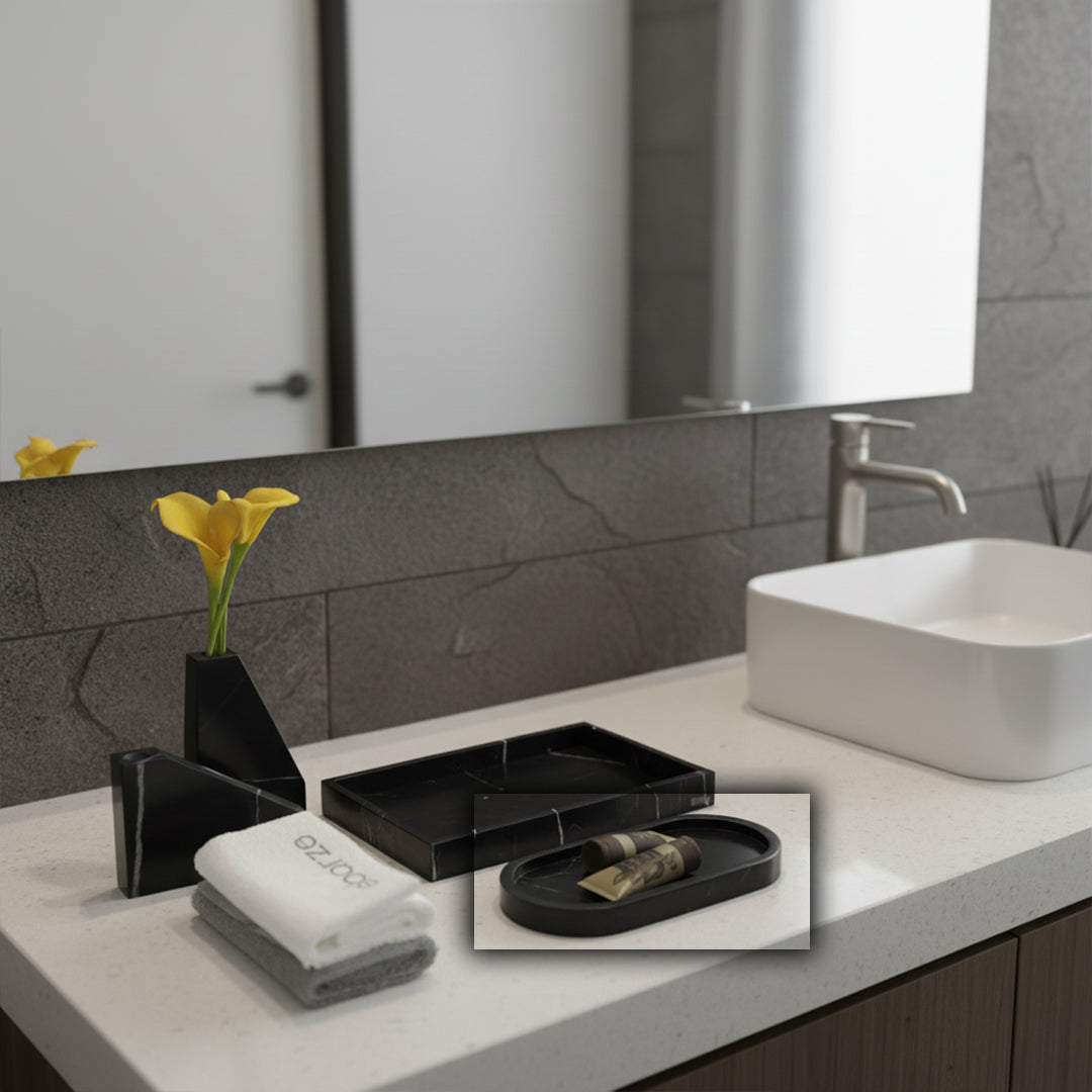 Black And White Root Oval Small Tray OHA890 -  Trays - ebarza Furniture UAE | Shop Modern Furniture in Abu Dhabi & Dubai - مفروشات ايبازرا في الامارات | تسوق اثاث عصري وديكورات مميزة في دبي وابوظبي