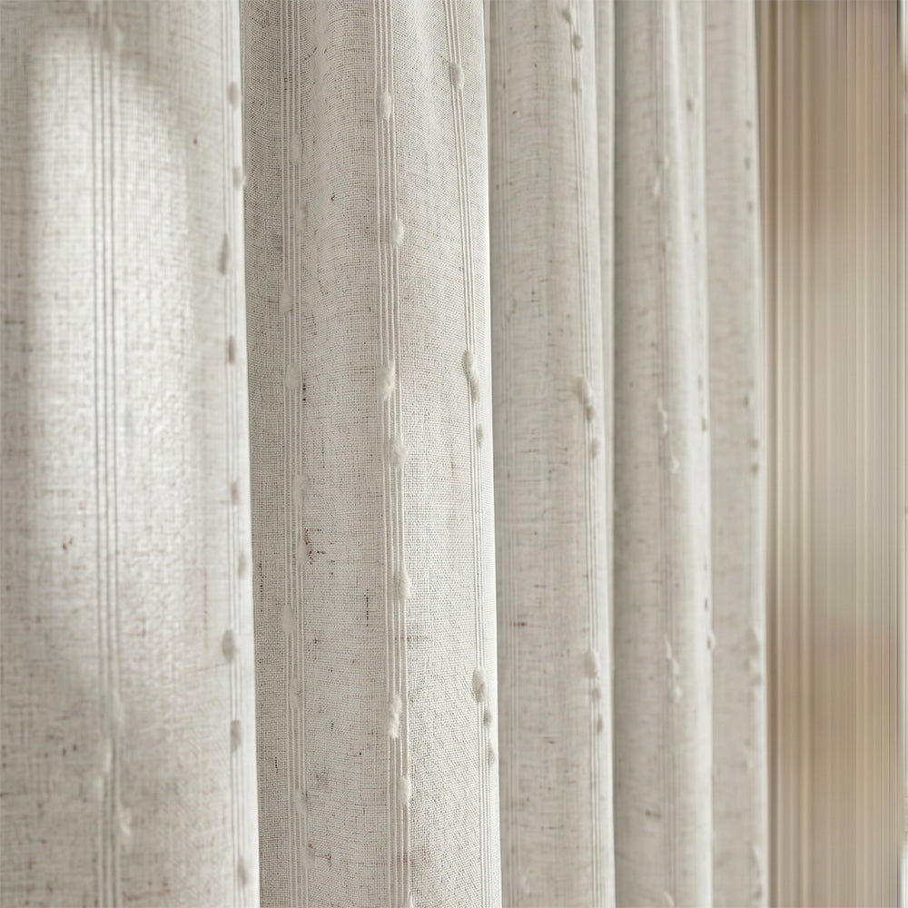 Light gray Mist polyester curtain fabric by BEACON, shown as smooth drape with a soft, matte finish.
