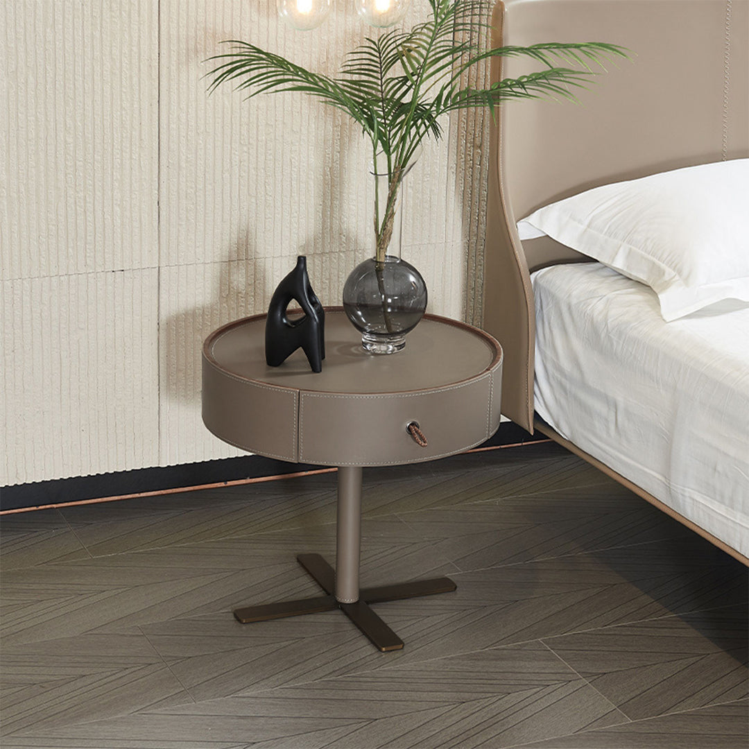 Mojave Saddle Leather Bedside Table MLL-T64