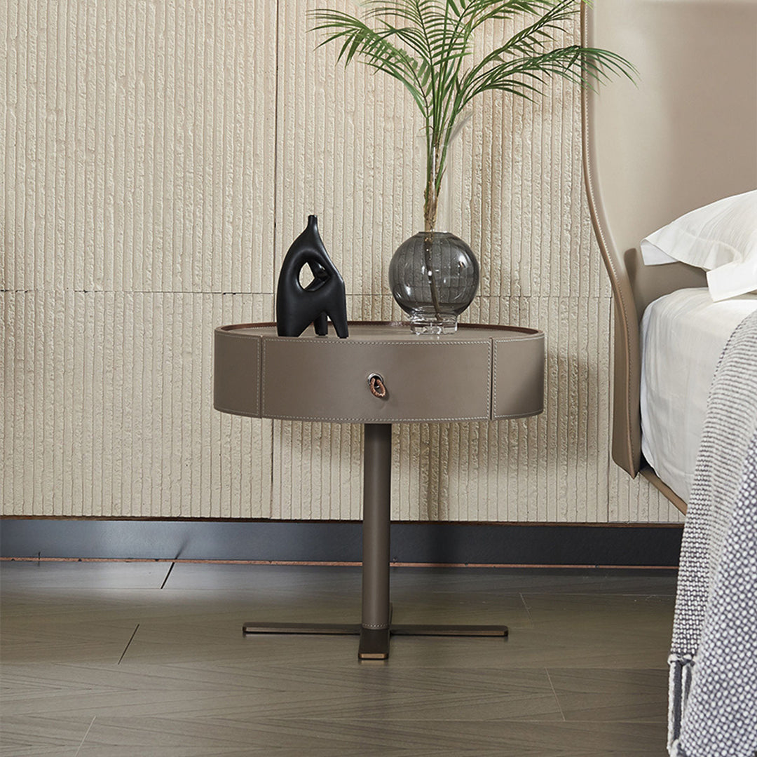 MLL-T64- طاولة جانبية للسرير من جلد سرج موهافي