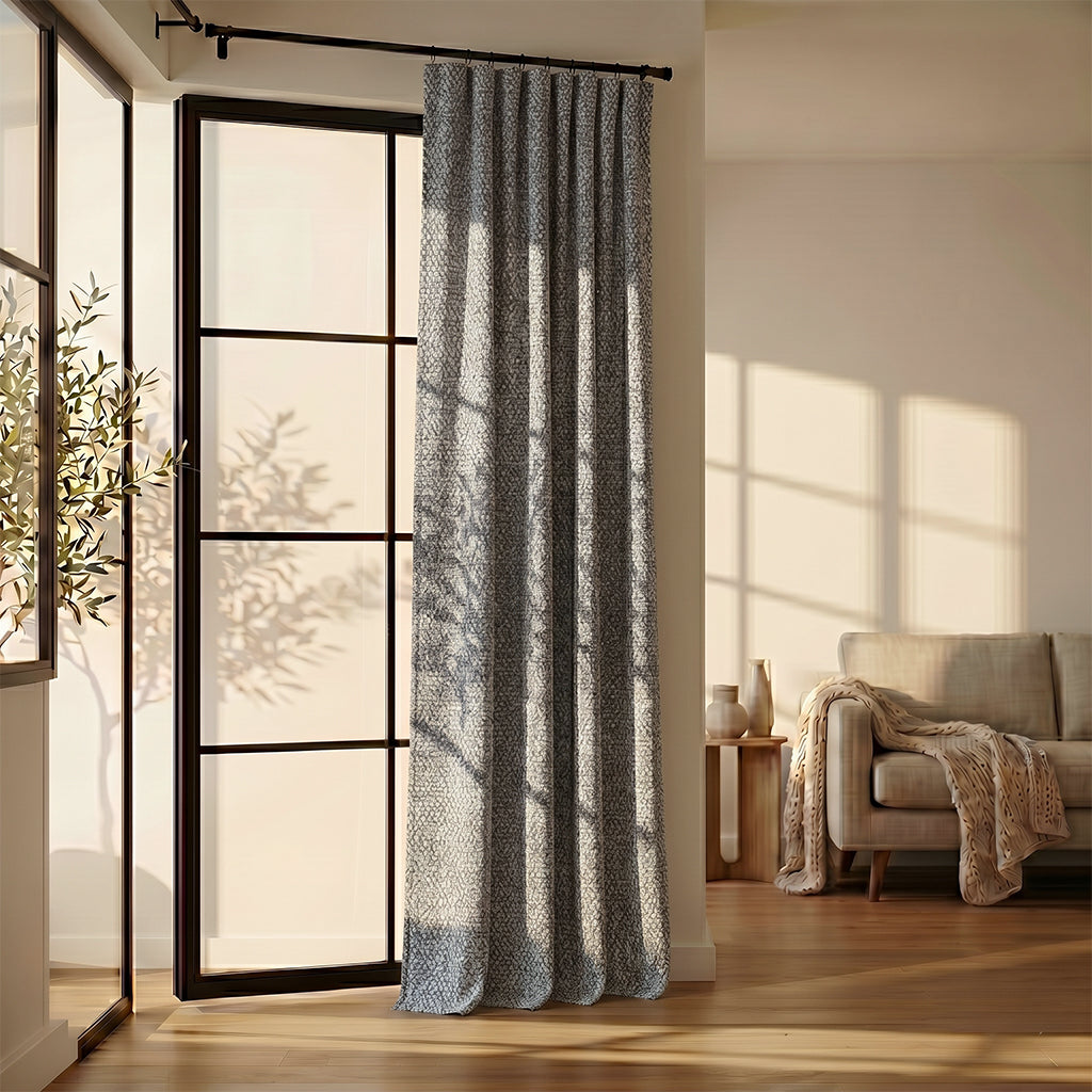 Beige mono polyester curtain fabric from BEACON, suitable for curtains and drapes, with a smooth, durable texture.