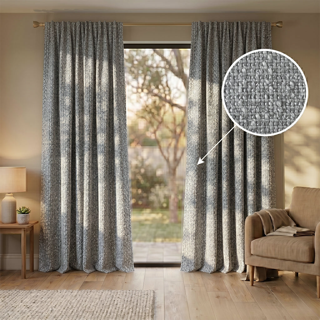 Beige mono polyester curtain fabric from BEACON, featuring a smooth, durable material ideal for curtains and drapes.