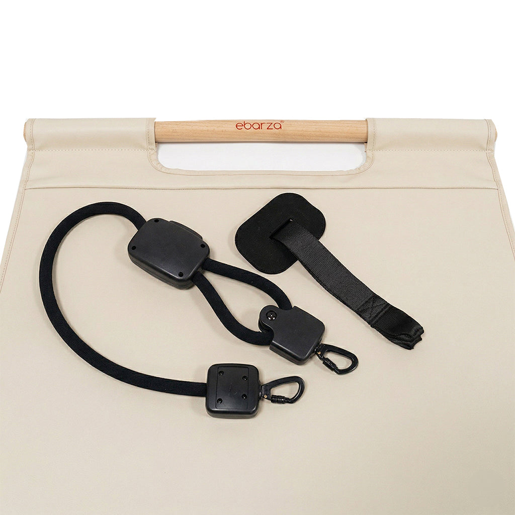 Nara leather yoga mat with beech wood handle, ideal for yoga and gym workouts, featuring a durable and stylish design.