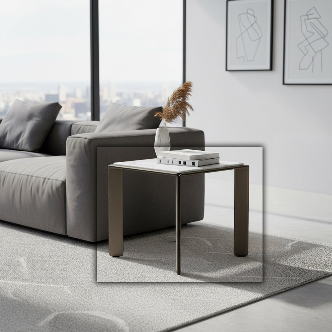 Natural Bianco Carrara Venato Marble Side Table CH-1111S