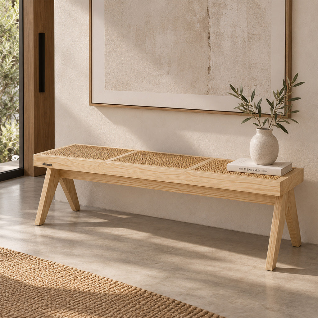 Pre-order 55 Days Delivery Natural Oak with Natural Wood Bench MLL-WB01