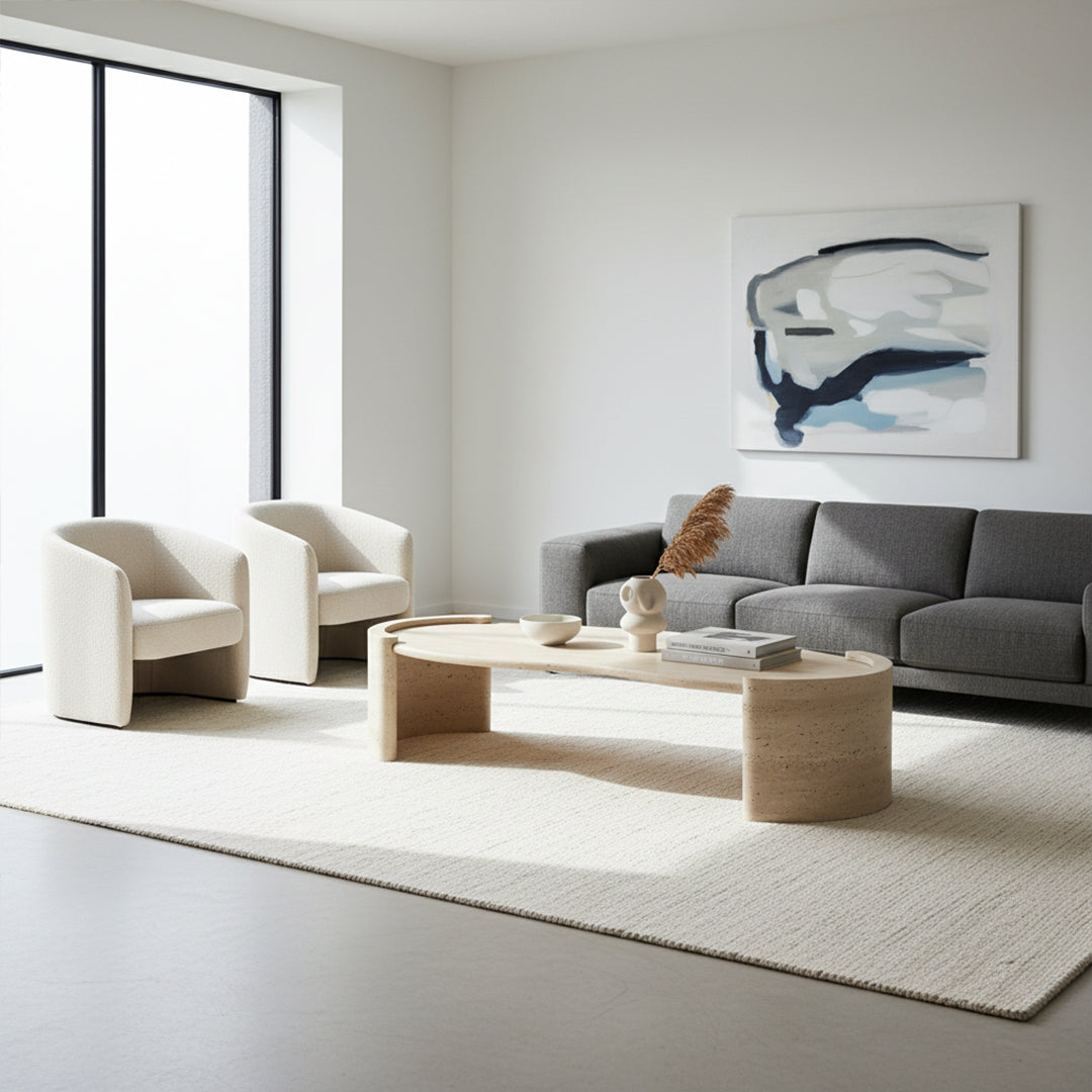 Natural Travertine Coffee Table JA008-B -  Coffee Tables - ebarza Furniture UAE | Shop Modern Furniture in Abu Dhabi & Dubai - مفروشات ايبازرا في الامارات | تسوق اثاث عصري وديكورات مميزة في دبي وابوظبي