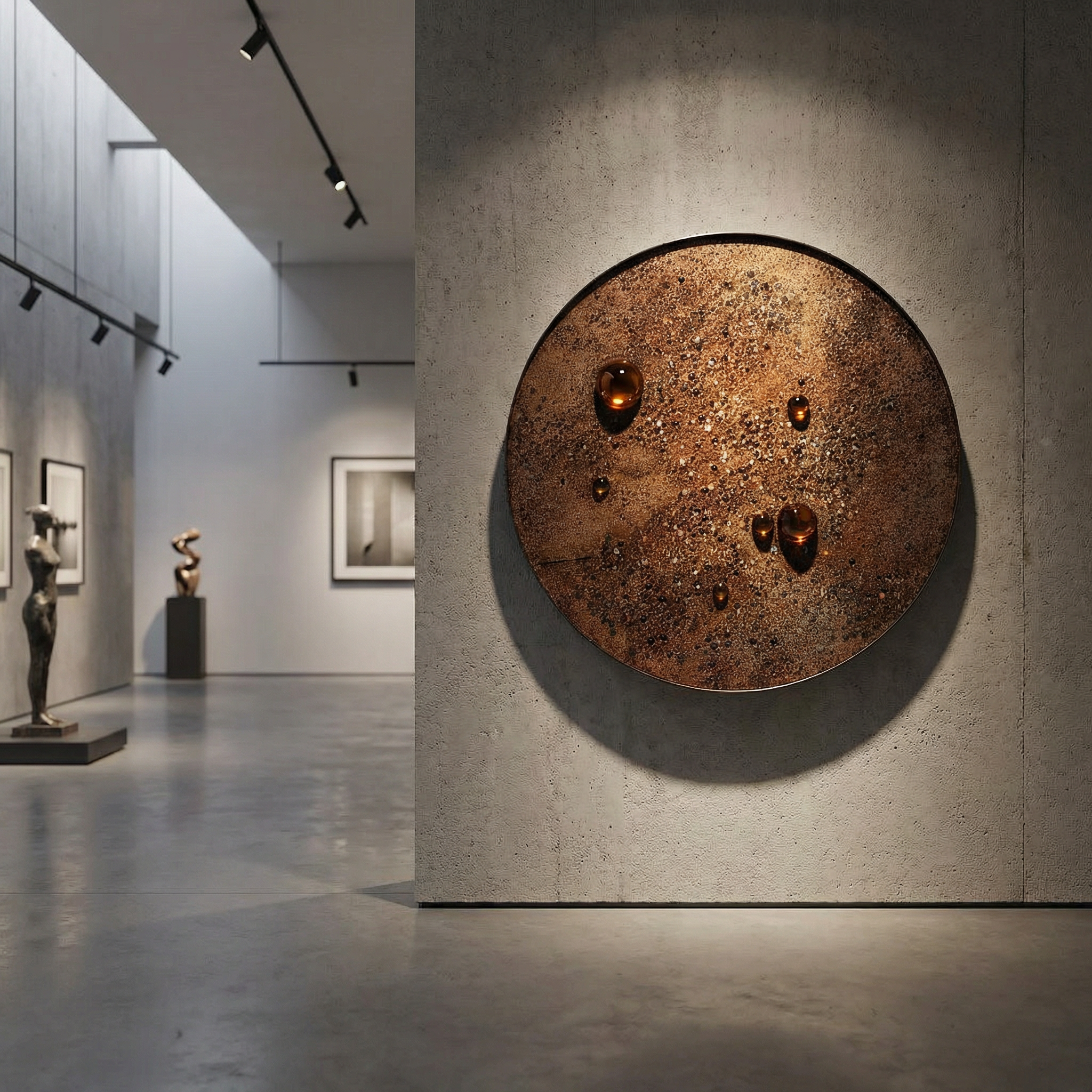 Handmade nebula wall art with lighting, 100 cm diameter, featuring vibrant cosmic colors and textured paint details.