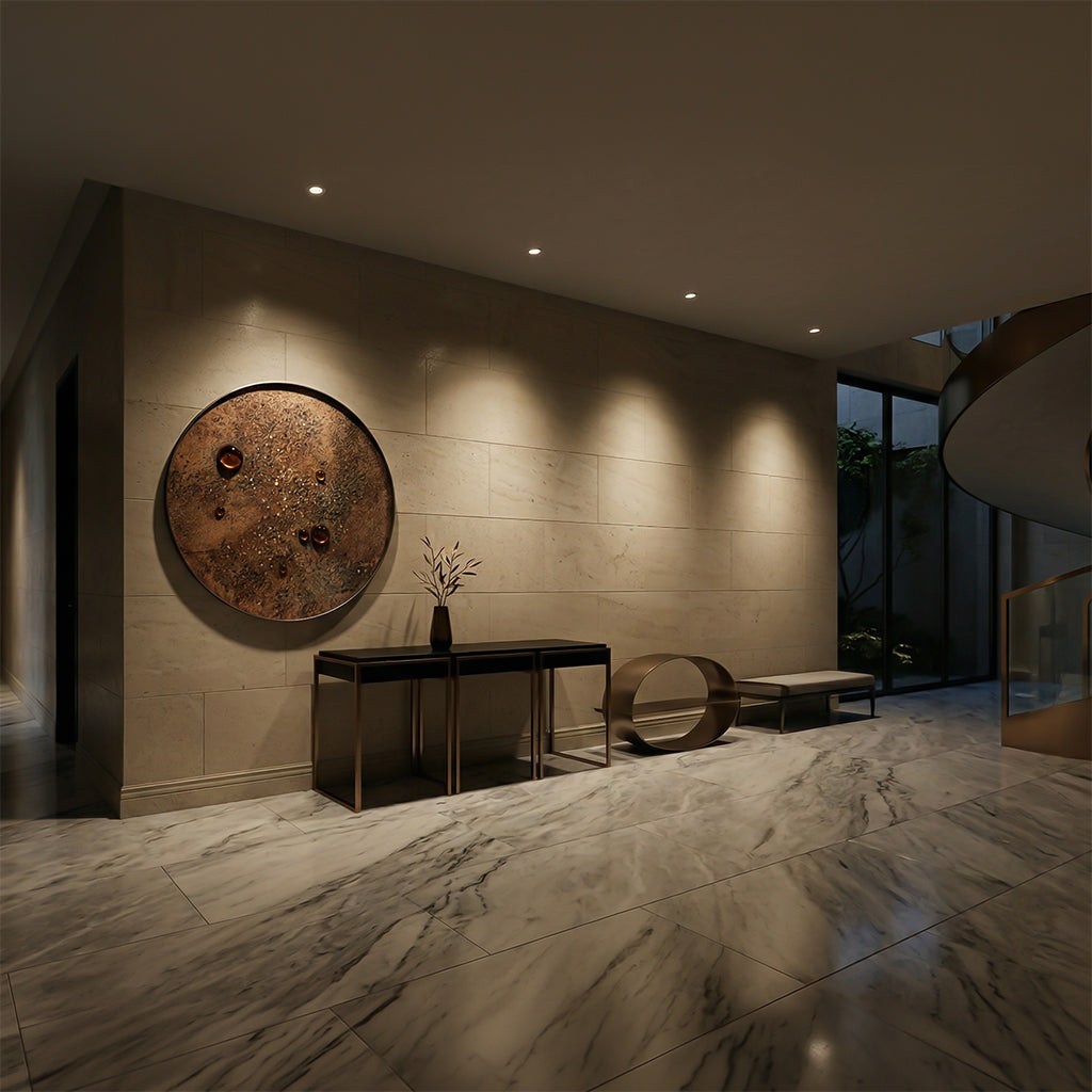 Handmade nebula wall art with integrated lighting, 100cm diameter, by BEACON, featuring vibrant colors and cosmic design.