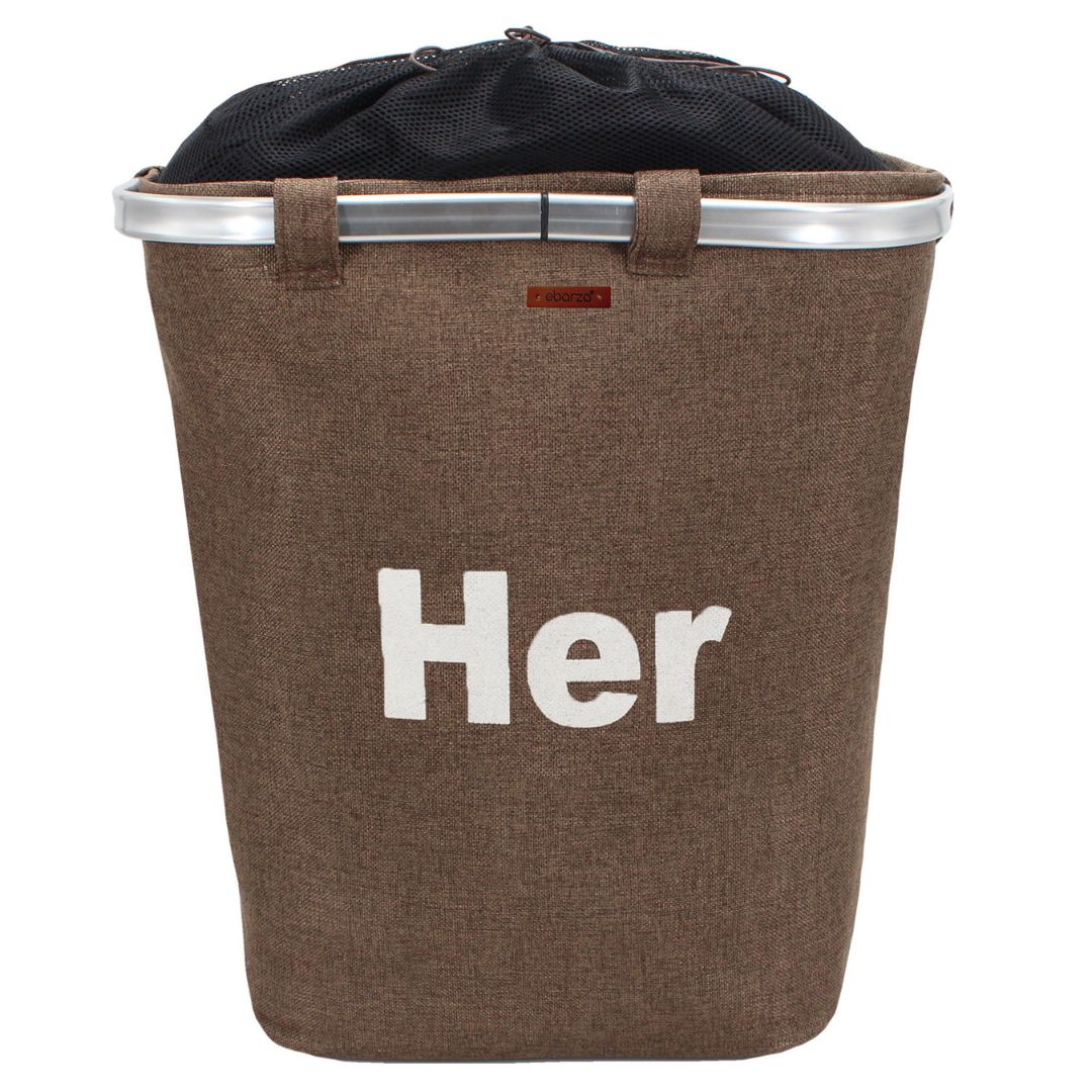 Rectangle Terra Brown laundry storage basket by BEACON, featuring a woven fabric design ideal for organizing clothes.