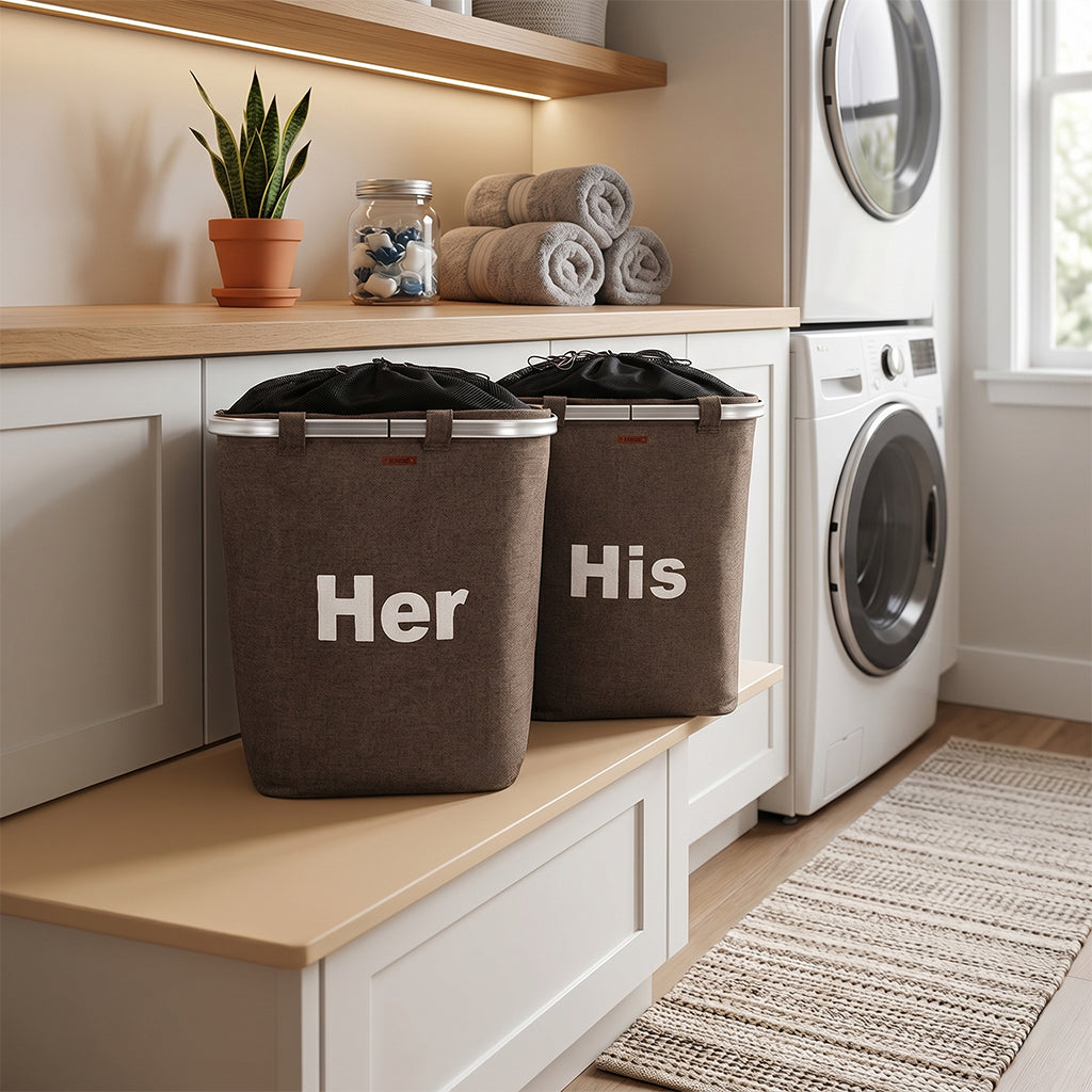 BEACON Terra brown rectangular laundry storage basket with handles, made of durable material, ideal for organizing laundry.