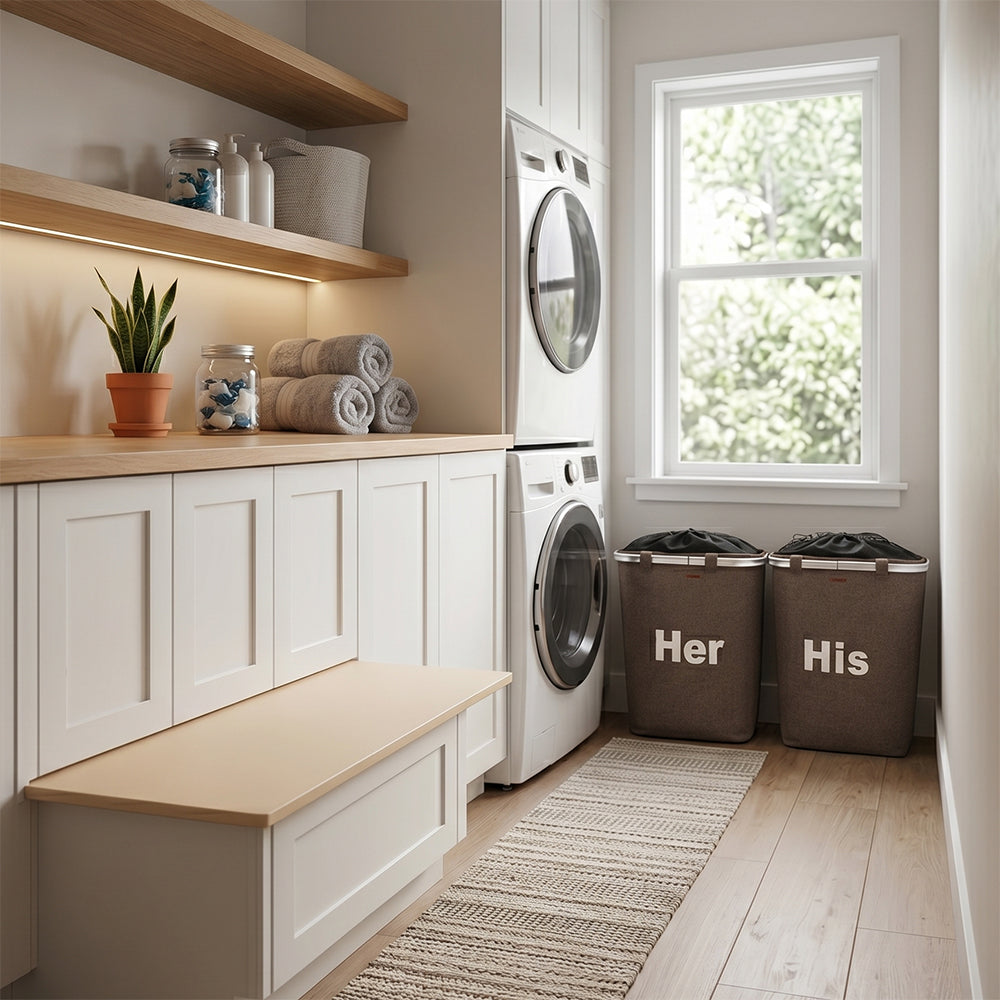 BEACON Terra brown rectangular laundry storage basket made of sturdy woven material, designed for organizing laundry.
