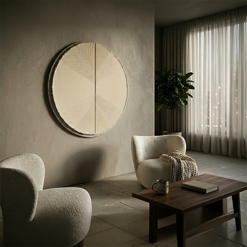 Handmade Ossein Weave Wall Art painting by BEACON, featuring intricate woven design on canvas.