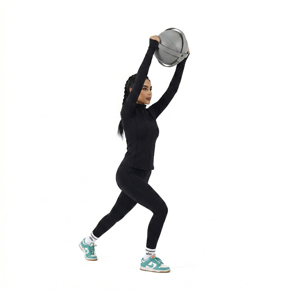 BEACON Lunara PVC leather body ball for gym workouts, flexible and durable exercise equipment in black with textured surface.