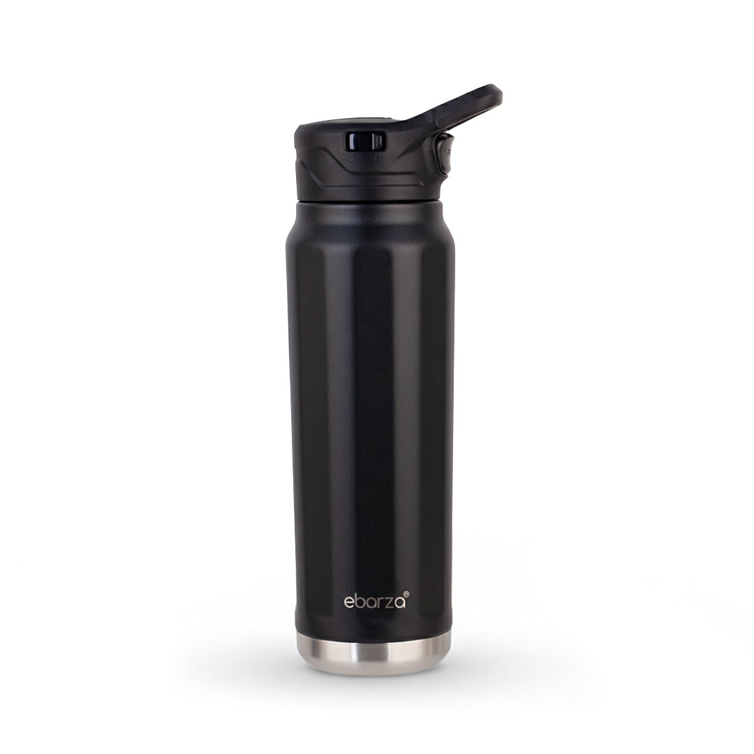 Beacon 709ml drinkware bottle with black lid, durable plastic, ideal for beverages, shown with a sleek, modern design.
