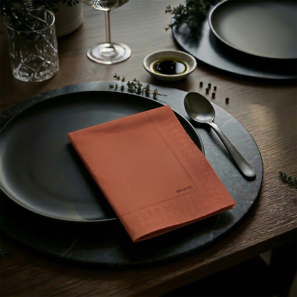 Printed paper napkin with colorful floral pattern from DNFDG-22353 EBARZA-7591C collection, showing detailed print design.