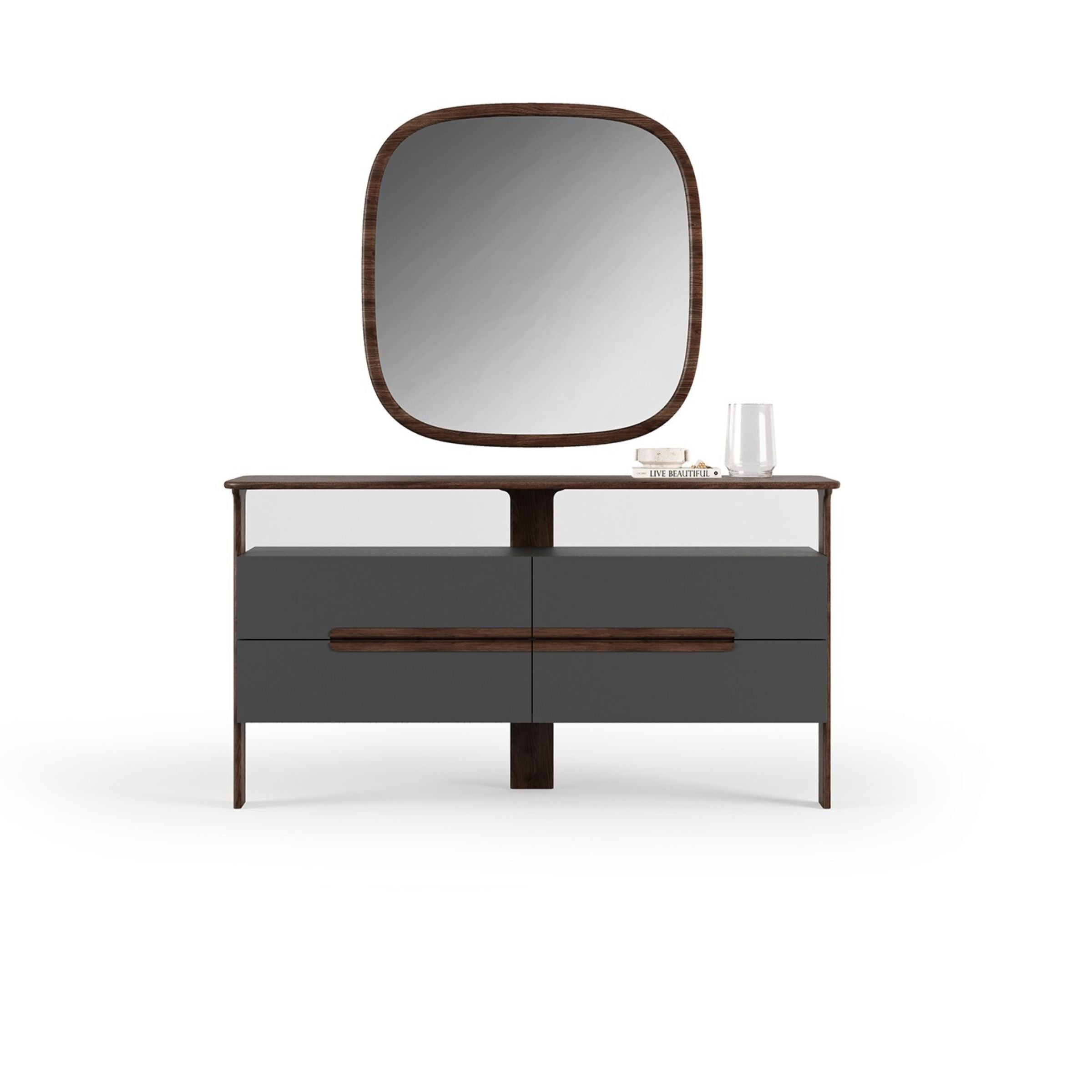 Lova Dresser and Mirror YOLVA-DM -  Dressers and Mirrors | تسريحة ومرآة لوفا - ebarza Furniture UAE | Shop Modern Furniture in Abu Dhabi & Dubai - مفروشات ايبازرا في الامارات | تسوق اثاث عصري وديكورات مميزة في دبي وابوظبي