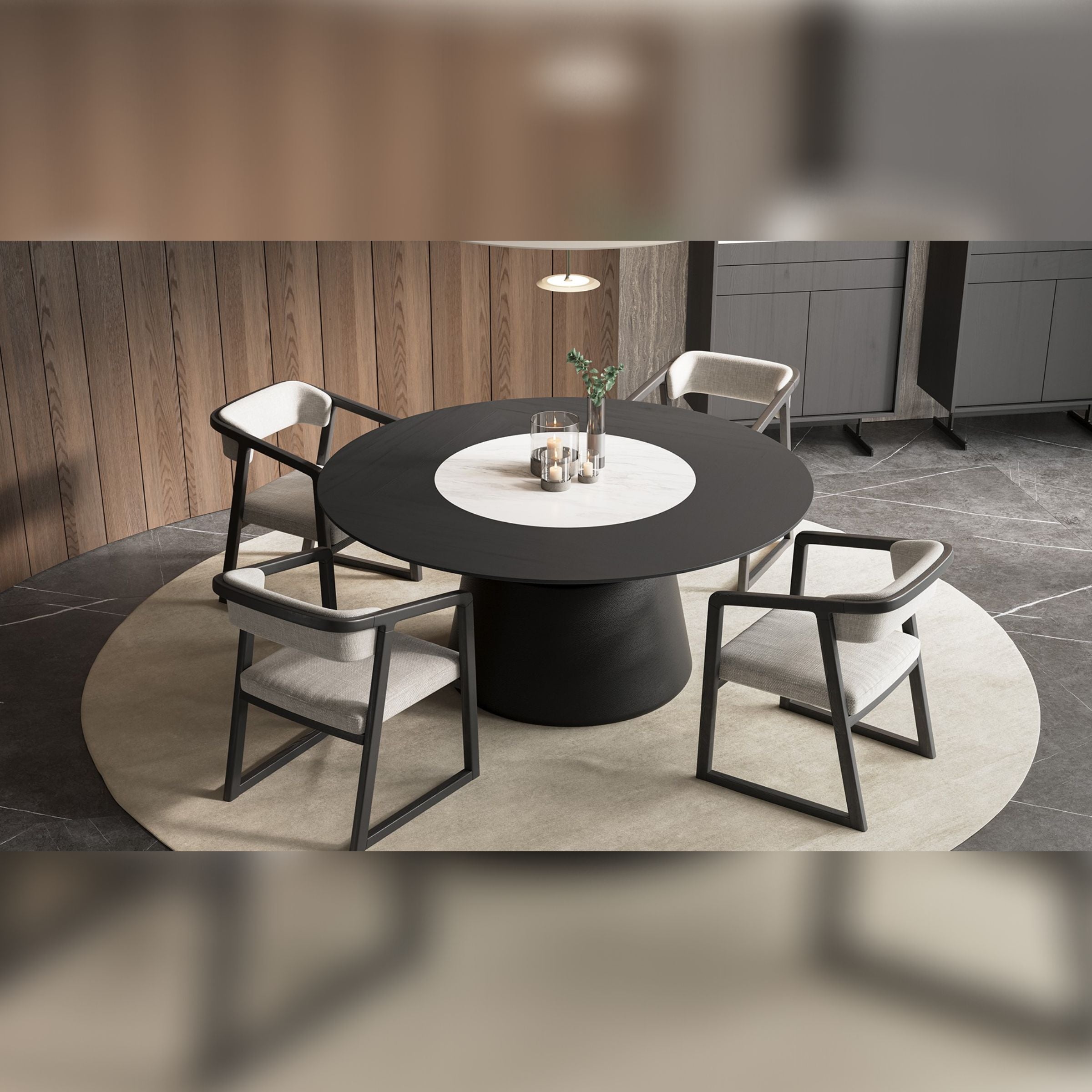 Collect Grey Round Dining Table 190cm YLCG-DTR190 -  Dining Tables | طاولة طعام مستديرة رمادية 190 سم - ebarza Furniture UAE | Shop Modern Furniture in Abu Dhabi & Dubai - مفروشات ايبازرا في الامارات | تسوق اثاث عصري وديكورات مميزة في دبي وابوظبي