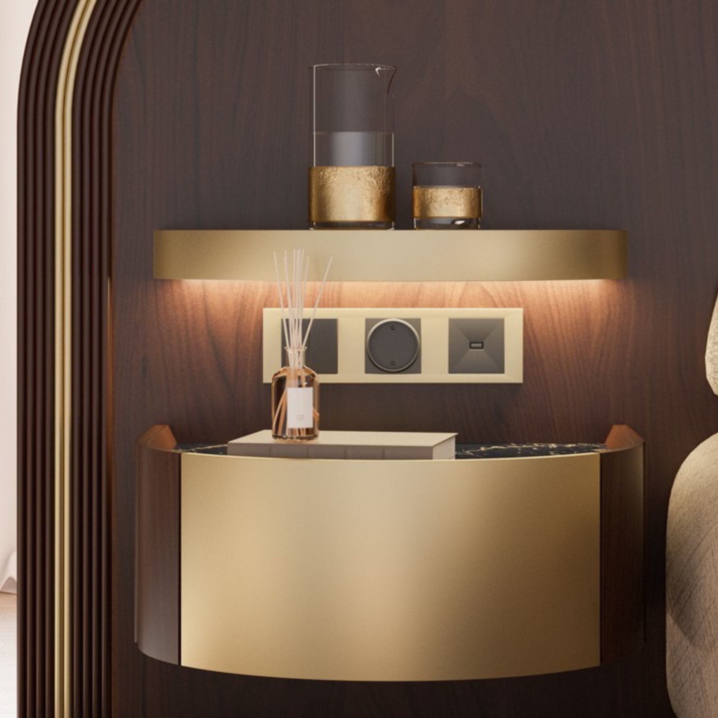 Vega King Size Bedstead with 2X Bedside tables KARVEG001 -  Bedsteads | سرير فيجا بحجم كينج مع طاولات بجانب السرير - ebarza Furniture UAE | Shop Modern Furniture in Abu Dhabi & Dubai - مفروشات ايبازرا في الامارات | تسوق اثاث عصري وديكورات مميزة في دبي وابوظبي