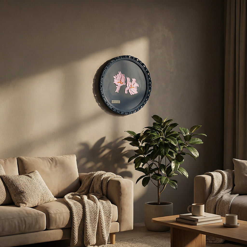 Profondo handmade wall painting by BEACON, 28.5cm square art piece with abstract design on canvas.