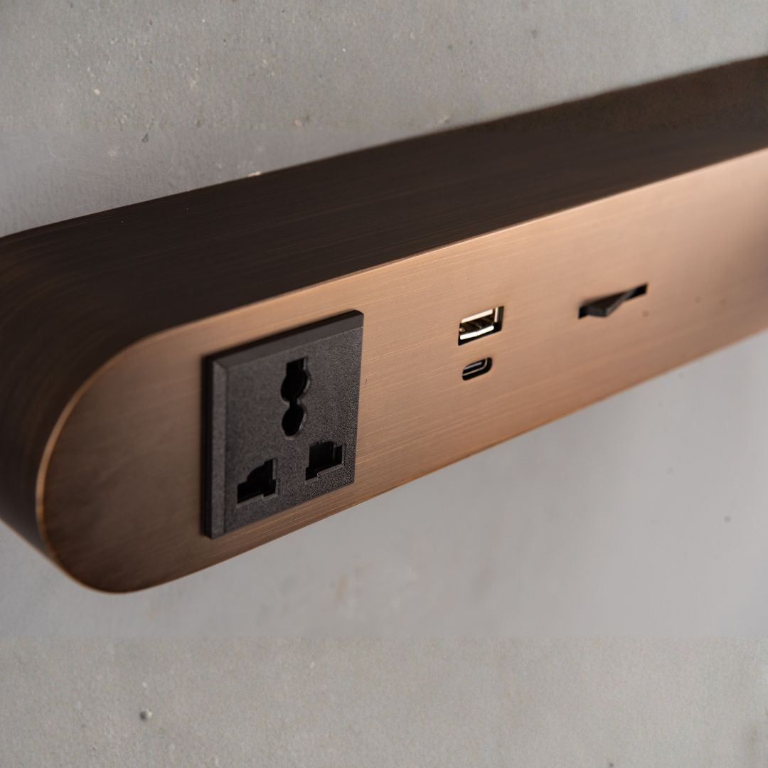 BEACON wall reading lamp with hotel style headboard design, mounted on a wall for bedside reading light.