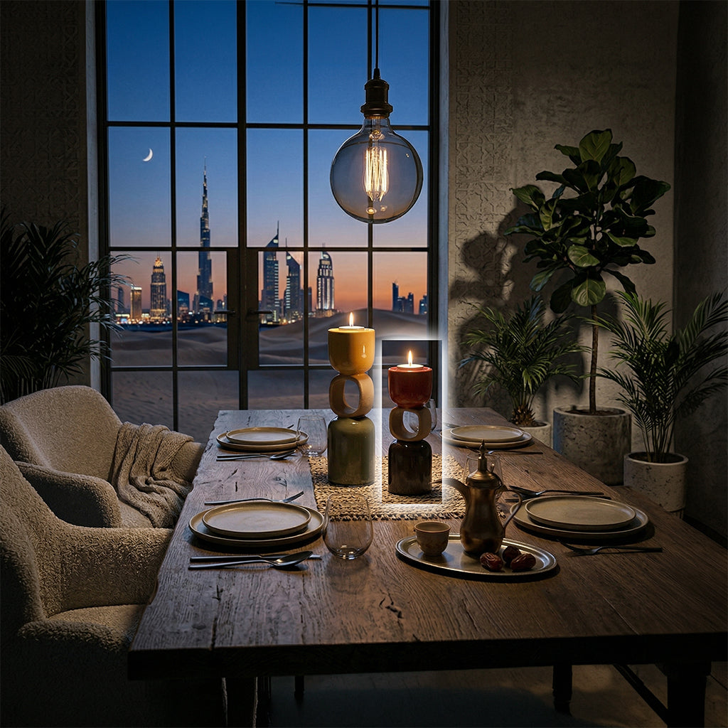 Ceramic ring-shaped candle holder by BEACON, designed for candles, with a smooth white finish and modern style.