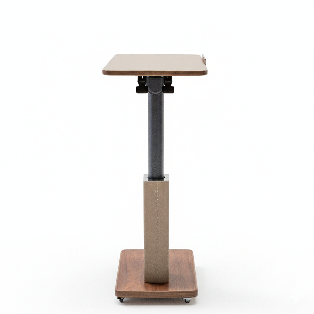 BEACON Rise Lifting Platform Side Table BNY-637 with adjustable height and modern design, shown from side view.