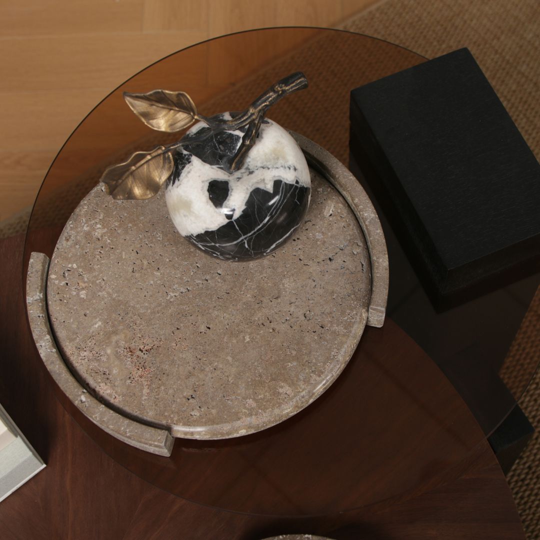 Pre-order 15 Days Delivery Round WAM BEIGE Marble Tray KC5041 -  Trays - ebarza Furniture UAE | Shop Modern Furniture in Abu Dhabi & Dubai - مفروشات ايبازرا في الامارات | تسوق اثاث عصري وديكورات مميزة في دبي وابوظبي