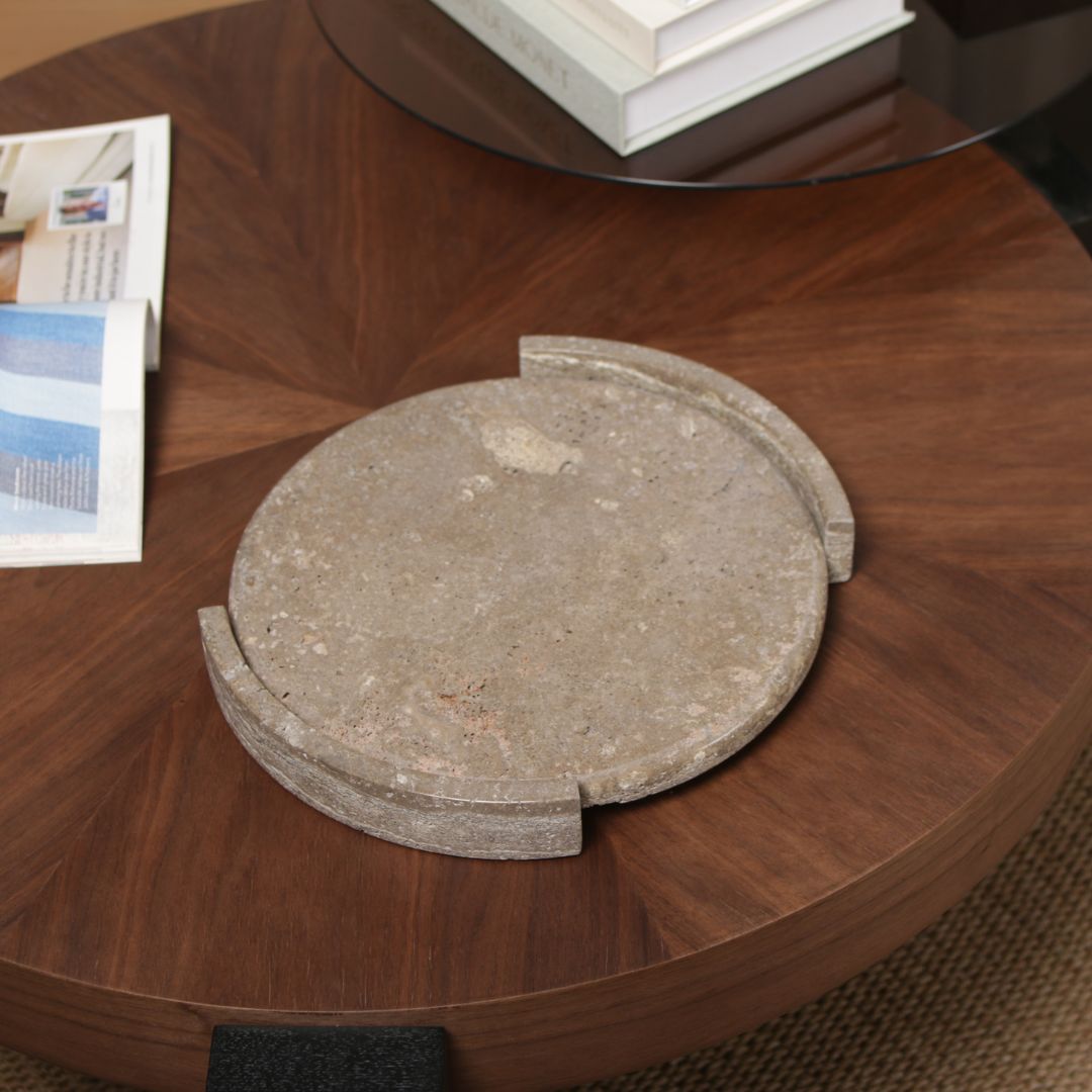 Pre-order 15 Days Delivery Round WAM BEIGE Marble Tray KC5041 -  Trays - ebarza Furniture UAE | Shop Modern Furniture in Abu Dhabi & Dubai - مفروشات ايبازرا في الامارات | تسوق اثاث عصري وديكورات مميزة في دبي وابوظبي