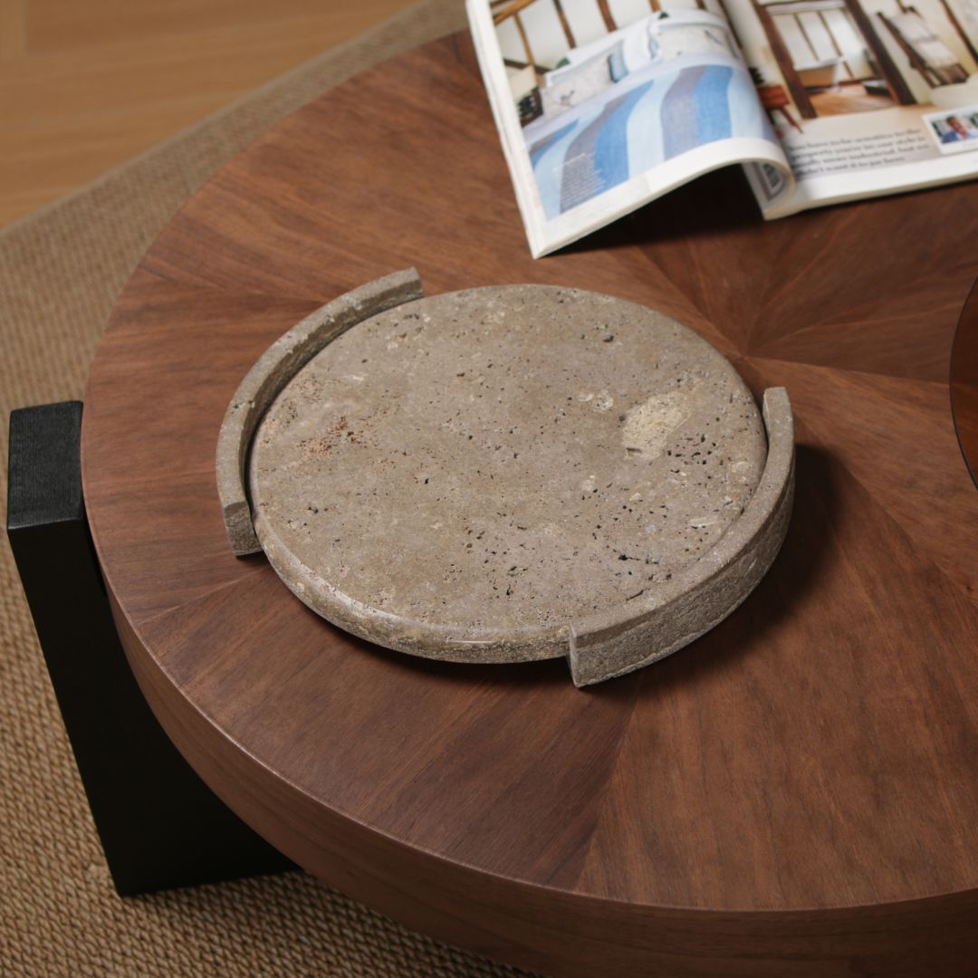 Pre-order 15 Days Delivery Round WAM BEIGE Marble Tray KC5041 -  Trays - ebarza Furniture UAE | Shop Modern Furniture in Abu Dhabi & Dubai - مفروشات ايبازرا في الامارات | تسوق اثاث عصري وديكورات مميزة في دبي وابوظبي