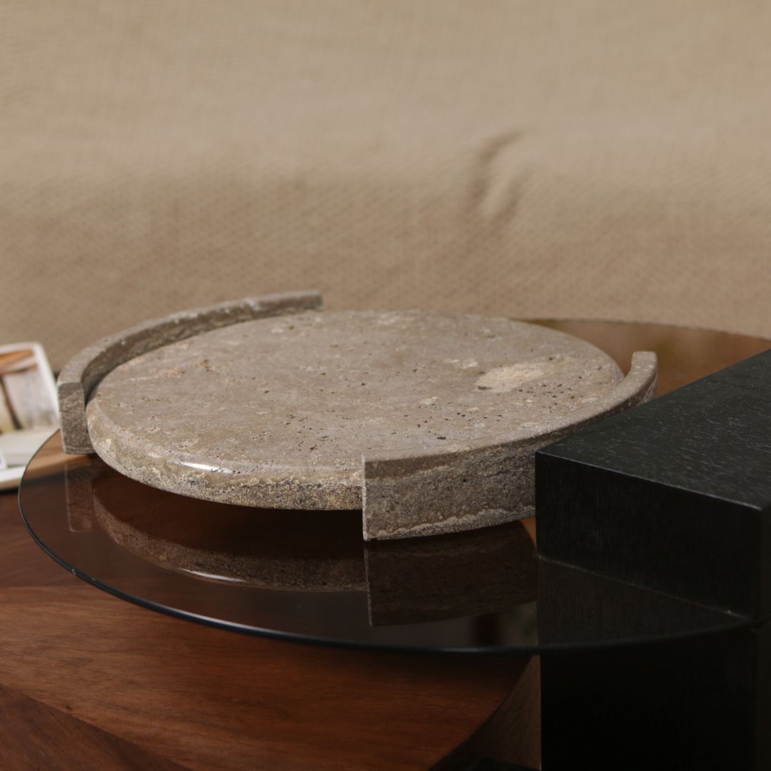 Pre-order 15 Days Delivery Round WAM BEIGE Marble Tray KC5041 -  Trays - ebarza Furniture UAE | Shop Modern Furniture in Abu Dhabi & Dubai - مفروشات ايبازرا في الامارات | تسوق اثاث عصري وديكورات مميزة في دبي وابوظبي