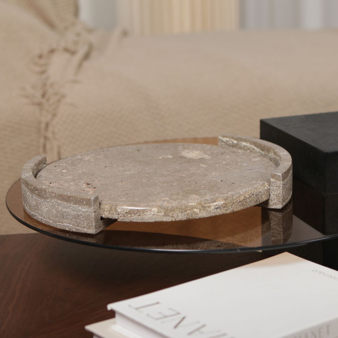 Pre-order 15 Days Delivery Round WAM BEIGE Marble Tray KC5041 -  Trays - ebarza Furniture UAE | Shop Modern Furniture in Abu Dhabi & Dubai - مفروشات ايبازرا في الامارات | تسوق اثاث عصري وديكورات مميزة في دبي وابوظبي