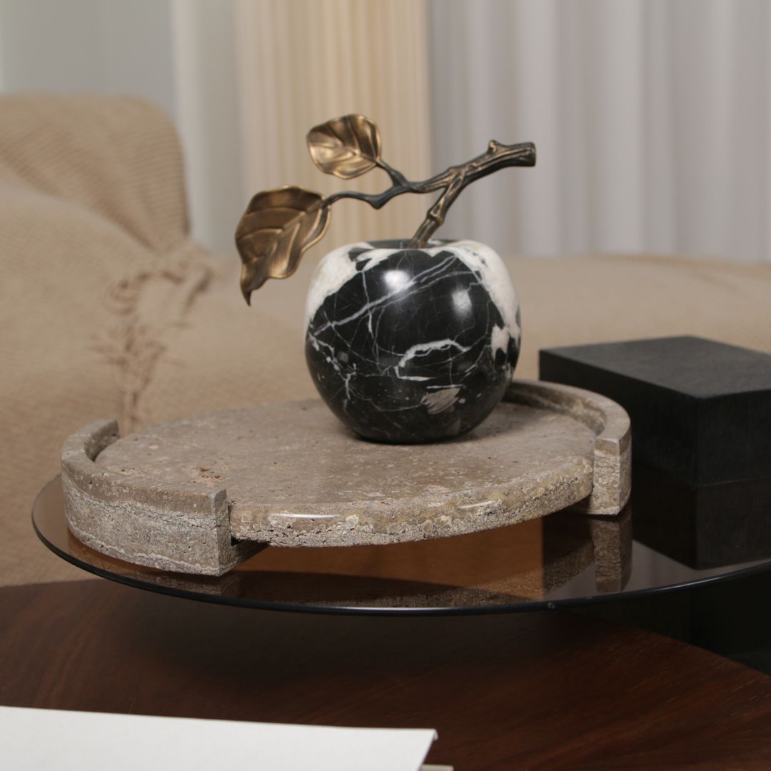 Pre-order 15 Days Delivery Round WAM BEIGE Marble Tray KC5041 -  Trays - ebarza Furniture UAE | Shop Modern Furniture in Abu Dhabi & Dubai - مفروشات ايبازرا في الامارات | تسوق اثاث عصري وديكورات مميزة في دبي وابوظبي