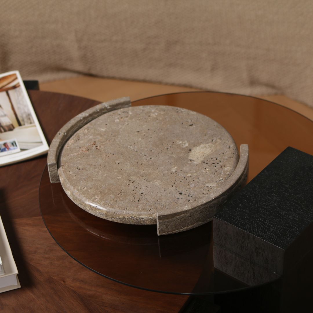 Pre-order 15 Days Delivery Round WAM BEIGE Marble Tray KC5041 -  Trays - ebarza Furniture UAE | Shop Modern Furniture in Abu Dhabi & Dubai - مفروشات ايبازرا في الامارات | تسوق اثاث عصري وديكورات مميزة في دبي وابوظبي