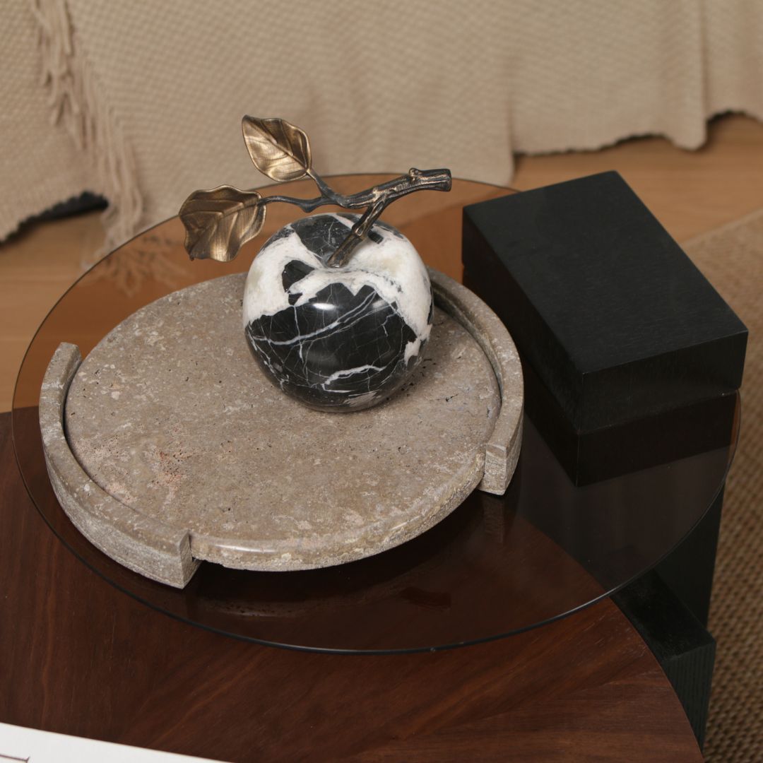 Pre-order 15 Days Delivery Round WAM BEIGE Marble Tray KC5041 -  Trays - ebarza Furniture UAE | Shop Modern Furniture in Abu Dhabi & Dubai - مفروشات ايبازرا في الامارات | تسوق اثاث عصري وديكورات مميزة في دبي وابوظبي