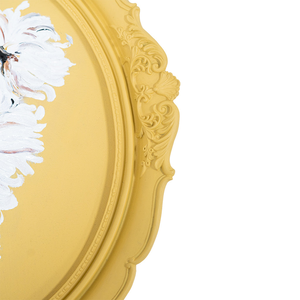 Handmade salon wall painting in 35x38cm with intricate design, by BEACON (TYDG), decorative art for interior walls.