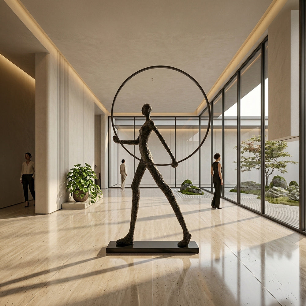 Futuristic space art fiberglass sculpture by BEACON, featuring sleek, abstract design with cosmic-inspired details.