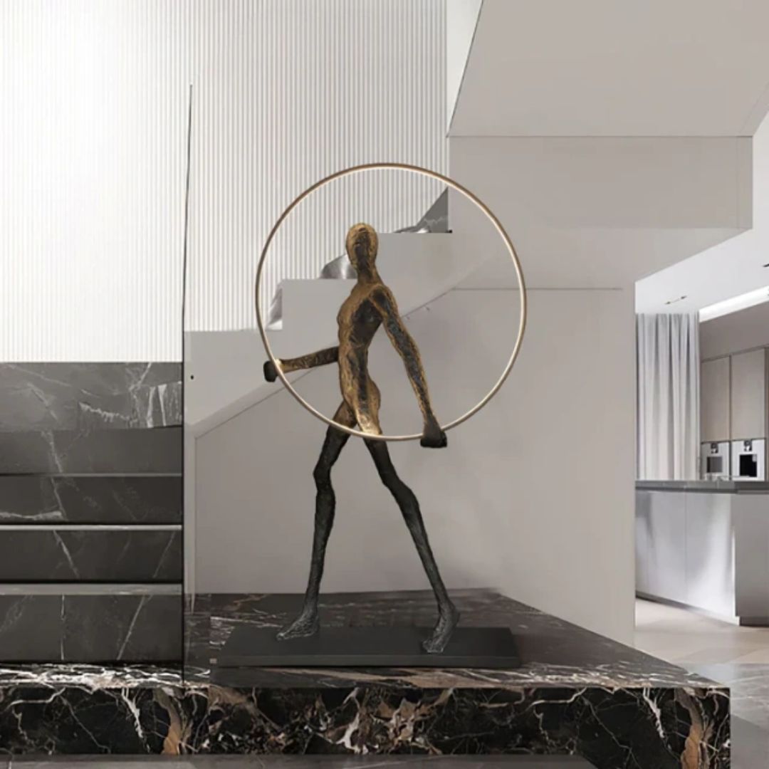 Space art fiberglass sculpture by BEACON, featuring a sleek, modern design with a smooth surface and artistic space-themed details.