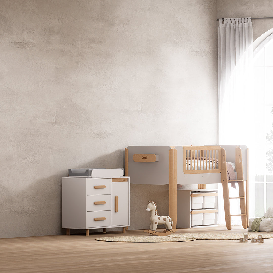 Scandi Baby Diaper Changing Station With Cabinet B-SC3DD/TEBH - B-CT/TE - B-SOLCP425