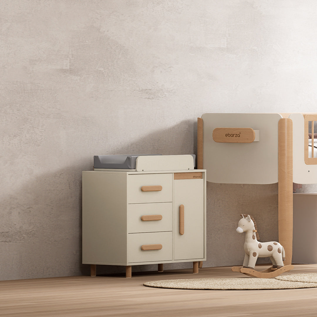 Scandi Baby Diaper Changing Station With Cabinet B-SC3DD/TEBH - B-CT/TE - B-SOLCP425