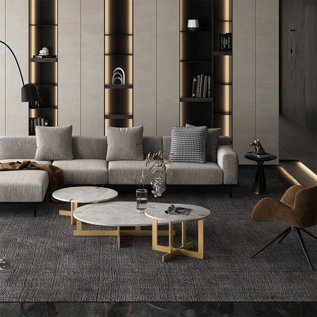 Set Of 3 Kirona Natural Marble Tables 338Ct+St+Et