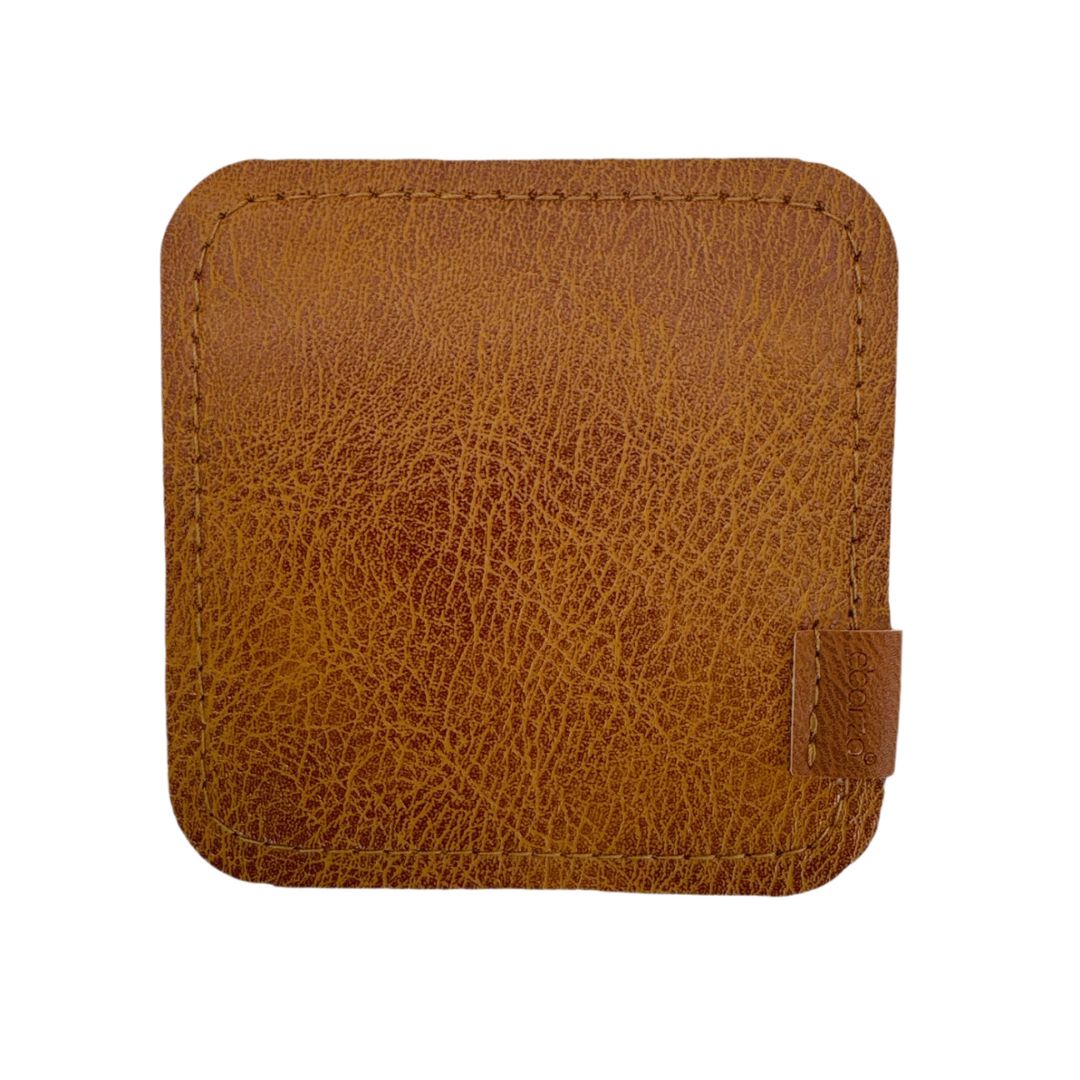 Set of 4 brown BEACON coasters with a smooth finish, perfect for protecting surfaces from drinks.