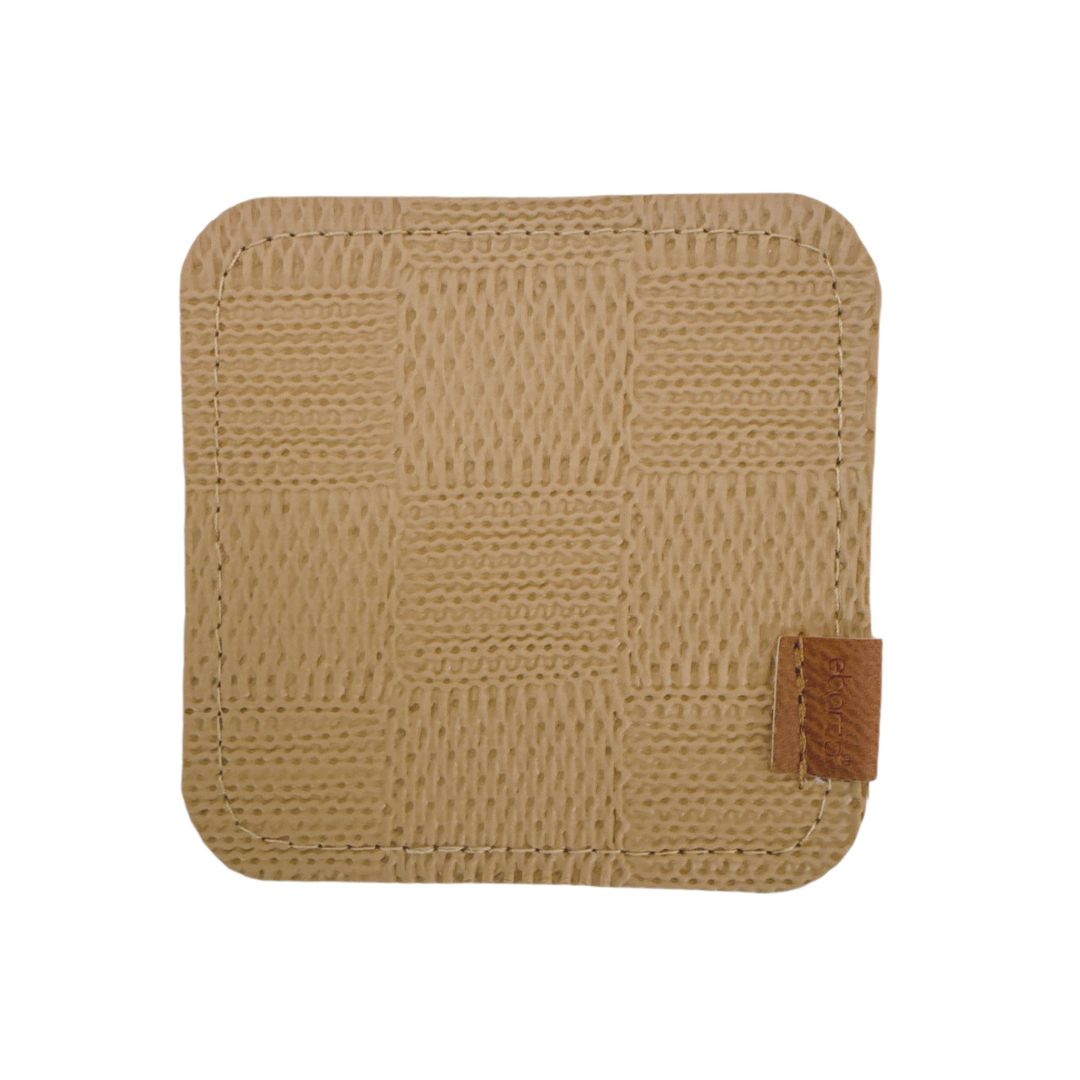 Set of four taupe and grey BEACON coasters with a sleek, modern design for protecting surfaces.