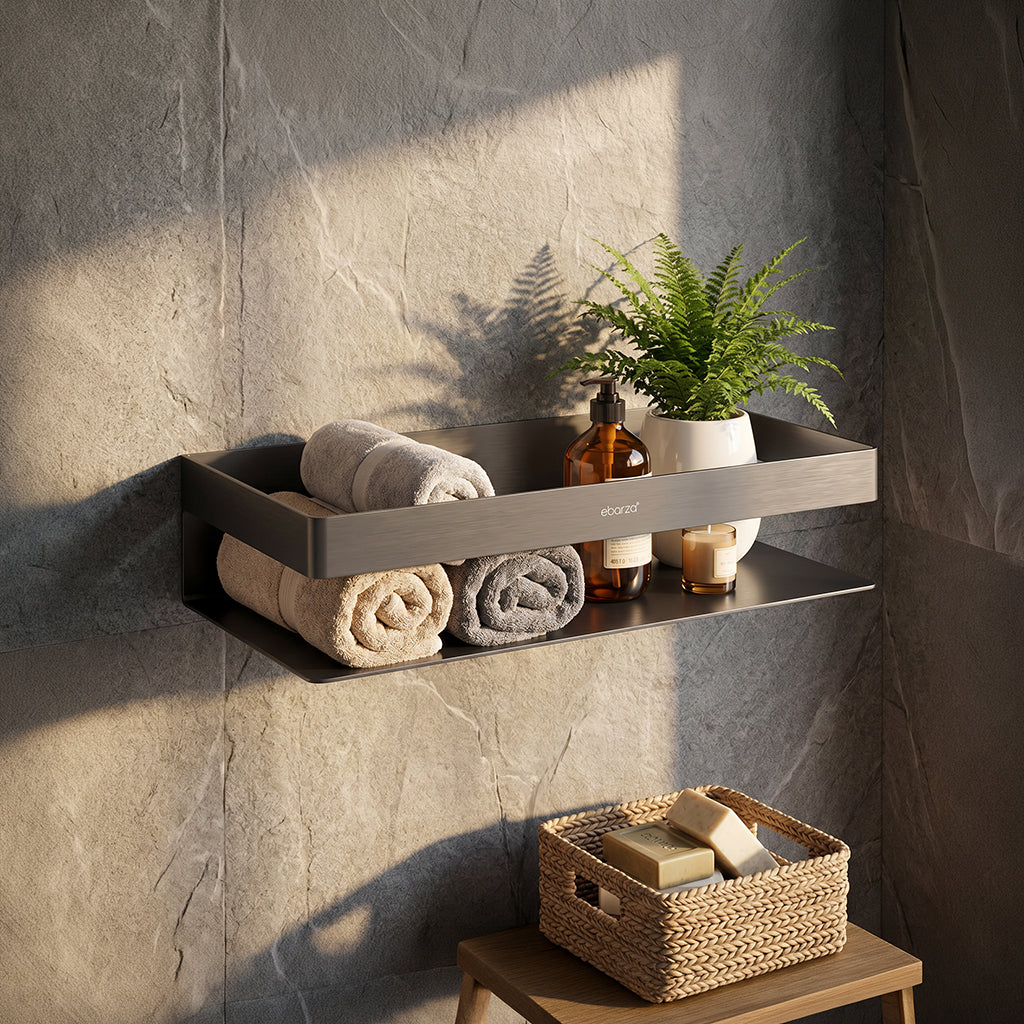 BEACON Aurex Shelf SY1039 towel hanger hooks mounted on a shelf, showcasing durable metal design and easy installation.