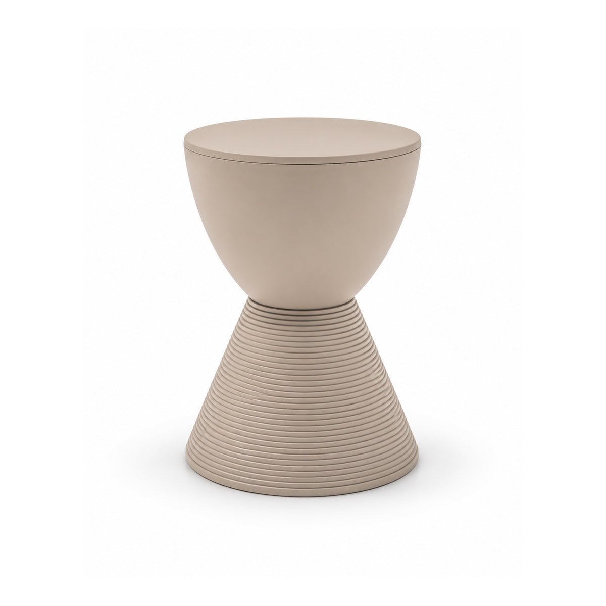 Light coffee-colored RUDI side table or stool PC-051 with a sleek, modern design, featuring a round top and sturdy base.