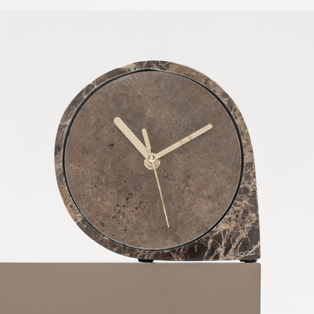Silver Grey & Light Coffee Marble Table Clock - KQ5002B