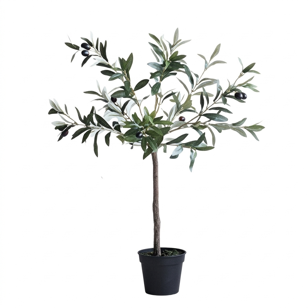 Artificial olive tree by BEACON with lush green leaves and realistic trunk, ideal for indoor or outdoor decorative plants.